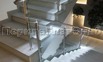 Нержавеющие перила и ограждения со стеклом и подсветкой в Краснодаре. Готовые проекты ПерилаГлавСнаб