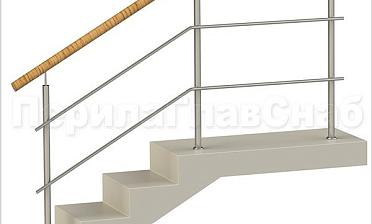 Два ригеля на сварке, круглый пластиковый поручень и круглые стойки купить в Краснодаре