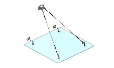 Комплект фурнитуры для козырька с двойным кронштейном стена-тяга 1200х1200 (на вантах/тягах) k671-12-12-2 купить в Краснодаре