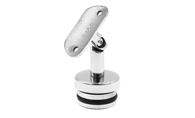 Наконечник палец с алюминиевой системой фиксации на стойке Ø42.4х1.5 мм, регулируемым ложементом под поручень Ø50.8 мм, полированный, литой, нержавеющий AISI 304 k206