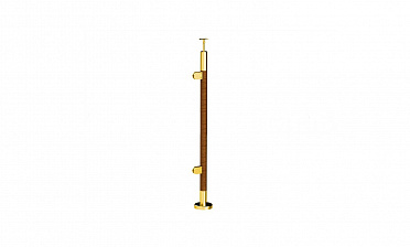 Готовая стойка Ø38,1х950 мм деревянная, со вставками из нержавеющей стали под золото 2х100 мм с 2 стеклодержателями k741-2-L-G купить в Краснодаре Готовая стойка Ø38,1х950 мм деревянная, со вставками из нержавеющей стали под золото 2х100 мм с 2 стеклодержателями k741-2-L-G купить в Краснодаре