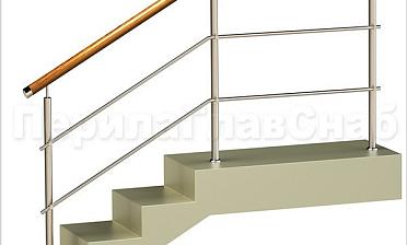 Два ригеля на держателях, круглый деревянный поручень и круглые стойки купить в Краснодаре