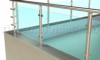 Кровельное ограждение из нержавеющей стали со стеклами в Краснодаре. Готовые проекты ПерилаГлавСнаб