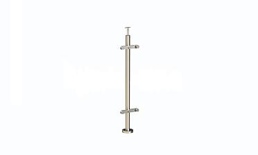 Стойка круглая  Ø38.1: 2 пластинчатых стеклодержателя, полированная, высота 950 мм (AISI 304) k729 купить в Краснодаре