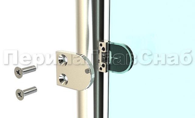 Стойка круглая Ø38.1: 2 штамп. зажимных стеклодержателя, полированная, высота 950 мм (AISI 201) k726-R 2