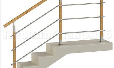 Три ригеля на держателях, квадратные деревянные поручень и стойки купить в Краснодаре