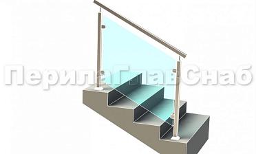 Ограждение лестницы с квадратным поручнем с зажимными стеклодержателями и квадратными стойками купить в Краснодаре