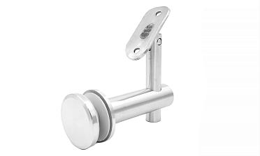 Выносной держатель поручня на стекло 8-20 мм, регулируемый, с ложементом, шлифованный, (AISI 304) k241 купить в Краснодаре