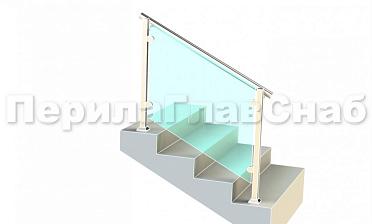 Ограждения для лестницы с поручнем на выносе с зажимными стеклодержателями и квадратными стойками купить в Краснодаре