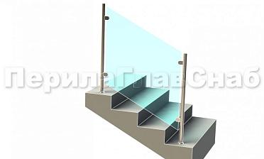 Ограждения лестницы без поручня с зажимными стеклодержателями и стойками купить в Краснодаре