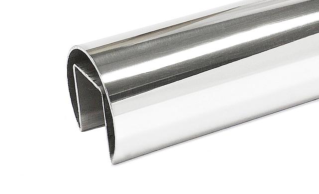 Труба Ø42.4, с пазом 24х24, под стекло, полированная, EURO (AISI 316L) k827