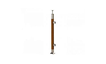 Готовая стойка 40х40х950 мм, деревянная, со вставками из нержавеющей стали 2х100 мм с 2 зажимными стеклодержателями k740-4-R купить в Краснодаре