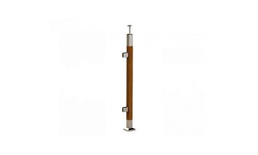 Готовая стойка 40х40х950 мм, деревянная, со вставками из нержавеющей стали 2х100 мм с 2 зажимными стеклодержателями k740-4-L купить в Краснодаре