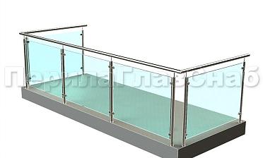 Ограждение из нержавеющей стали со стеклами для балкона купить в Краснодаре