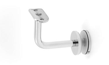 Держатель поручня Ø50.8 мм, на стекло 10-17 мм, Ø43х5 мм, вынос 60х70, нержавеющая сталь, полированная (AISI 304) k008-3 купить в Краснодаре