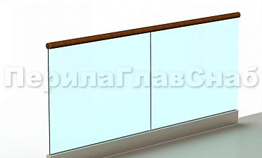 Ограждение с деревянным поручнем на профиле купить в Краснодаре