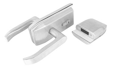 Замок с нажимной ручкой и притвором, евроцилиндр односторонний ключ/защелка, с ответной частью на стекло, шлифованный t155-3 SSS  купить в Краснодаре