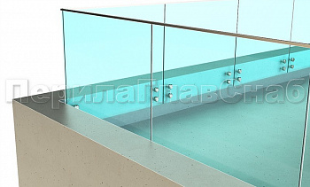 Ограждение на несущем стекле с торцевым креплением для крыш в Краснодаре. Готовые проекты ПерилаГлавСнаб