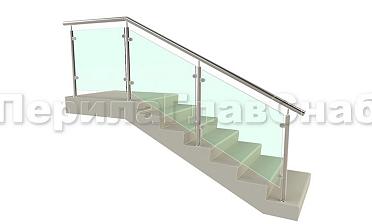 Ограждение для лестницы из нержавейки с зажимными стеклодержателями для крыльца купить в Краснодаре