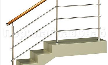 Три ригеля на сварке, круглый деревянный поручень и круглые стойки купить в Краснодаре