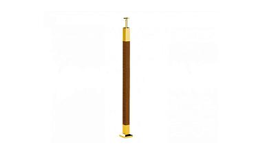 Готовая стойка 40х40х950 мм, деревянная нелакированная, со вставками из нержавеющей стали под золото 2х100 мм k740-G купить в Краснодаре
