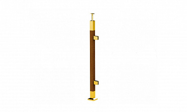 Готовая стойка 40х40х950 мм, деревянная, со вставками из нержавеющей стали 2х100 мм с 2 зажимными стеклодержателями, под золото k740-4-R-G купить в Краснодаре Готовая стойка 40х40х950 мм, деревянная, со вставками из нержавеющей стали 2х100 мм с 2 зажимными стеклодержателями, под золото k740-4-R-G купить в Краснодаре