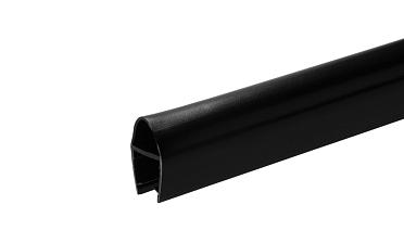 Уплотнитель для стекла 8 мм, дверь-стекло 2200 мм, непрозрачный черный t212-2 BL-U купить в Краснодаре