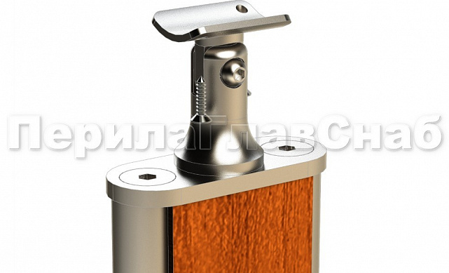 Дизайнерская плоская комбинированная стойка в сборе из шлифованной нержавеющей стали и древесины дуба с двумя пластинчатыми стеклодержателями k742-3 2