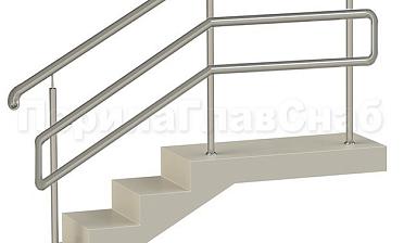 Нержавеющие ограждения с двойным поручнем без ригелей - вариант 1 купить в Краснодаре