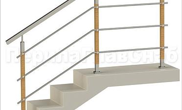 Три ригеля на держателях, квадратные поручень и деревянные стойки купить в Краснодаре