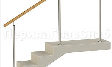 Нержавеющие ограждения без ригелей с квадратным деревянным поручнем купить в Краснодаре