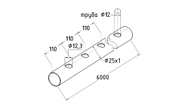 Труба AISI 304 25х1х6000, с перфорацией под  Ø12, 30°, GRIT 600 837-5 купить в Краснодаре Труба AISI 304 25х1х6000, с перфорацией под  Ø12, 30°, GRIT 600 837-5 купить в Краснодаре
