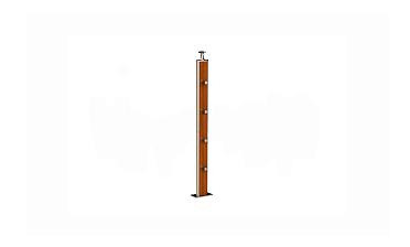 Дизайнерская плоская комбинированная стойка в сборе из шлифованной нержавеющей стали и древесины дуба с четырьмя ригеледержателями k742-2 купить в Краснодаре