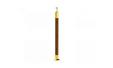 Готовая стойка 40х40х950 мм, деревянная, со вставками из нержавеющей стали 2х100 мм с 3 ригеледержателями k740-1-G купить в Краснодаре
