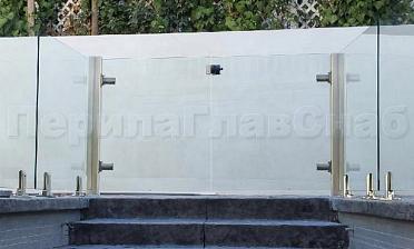 Зажимные двустворчатые калитки из нержавеющей стали со стеклом купить в Краснодаре