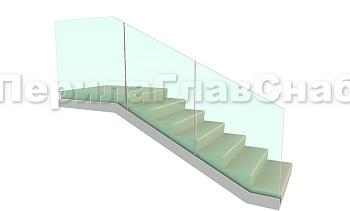 Цельностеклянное ограждение на зажимном алюминиевом профиле для крыльца в Краснодаре. Готовые проекты ПерилаГлавСнаб