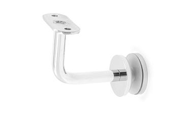 Держатель поручня на стекло 10-17 мм, с ложементом на плоскость, вынос 60х70 мм, Ø43х5 мм, нержавеющая сталь AISI 304, полированная k008-4 купить в Краснодаре