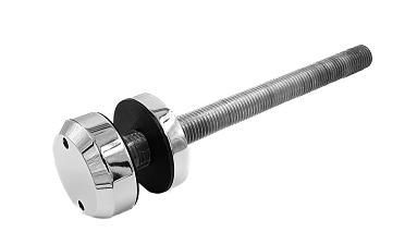 Стеклодержатель Ø50х10х18, шпилька М16х205 мм, для стекла 8-40 мм, AISI (201), с возможностью регулировки выноса до 65 мм, для торцевого крепления стекла, полированный, литой k277-3 купить в Краснодаре