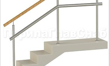 Ограждения с квадратным деревянным поручнем и дополнительным поручнем без ригелей купить в Краснодаре