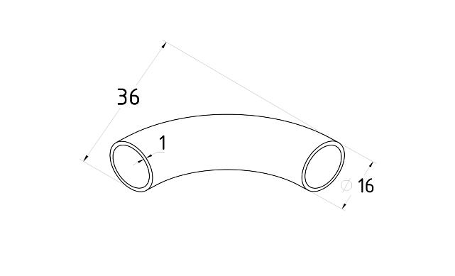 Отвод 16.0х52х1 мм, 90° полированный 400 Grit , AISI 201 k205-3 2