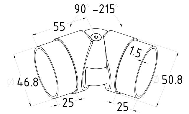 Поворот шарнирный под Ø50.8 мм, полированная, (AISI 304) k011 2
