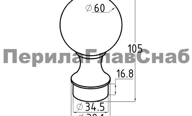 Наконечник стойки шар, Ø38.1 мм, литой, утяжеленный, золото k070-88 3