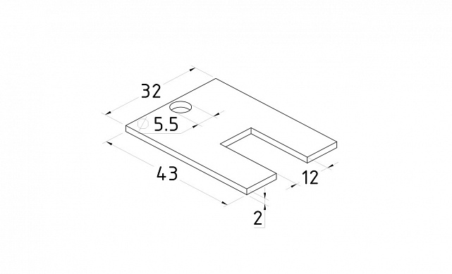 Торцевая заглушка на профиль алюминиевый для перегородок t42-12 2