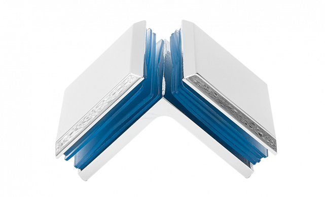 Коннектор для душевой кабины стекло-стекло 90° 45х45 мм латунь-хром, полированный  t735 PC 5 Коннектор для душевой кабины стекло-стекло 90° 45х45 мм латунь-хром, полированный  t735 PC 5