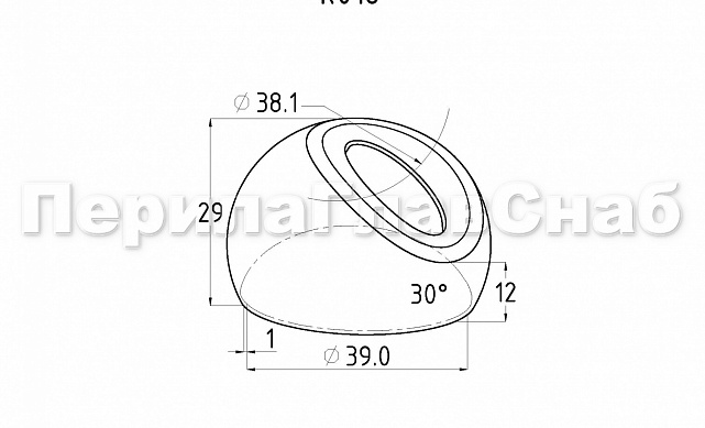 Наконечник штампованный (СПС) косой 30° на трубу Ø38,1 мм, для поручня Ø38.1мм, полированный, нержавеющий, AISI 304, k016 2 Наконечник штампованный (СПС) косой 30° на трубу Ø38,1 мм, для поручня Ø38.1мм, полированный, нержавеющий, AISI 304, k016 2