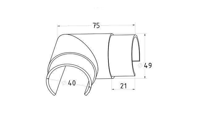Отвод с пазом на трубу Ø48.3 мм, полированный (AISI 304) k237 2