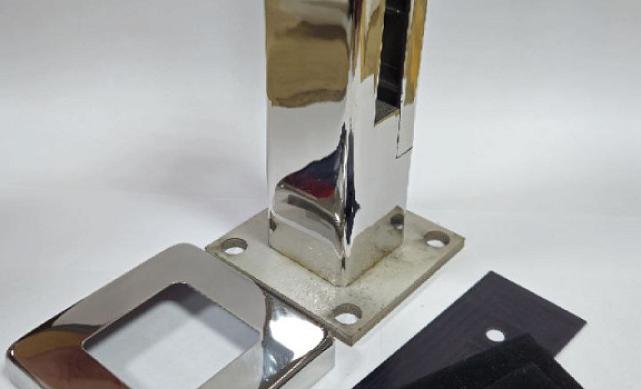 Стеклодержатель литой напольный, плоский 50х50х190 мм, для стекла 10-12 мм, полированный AISI 304, уценка k275-2-У 13