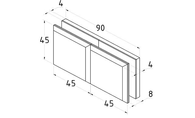 Коннектор для душевой кабины стекло-стекло 180° 45х45 мм латунь-хром, полированный t734 PC 3 Коннектор для душевой кабины стекло-стекло 180° 45х45 мм латунь-хром, полированный t734 PC 3