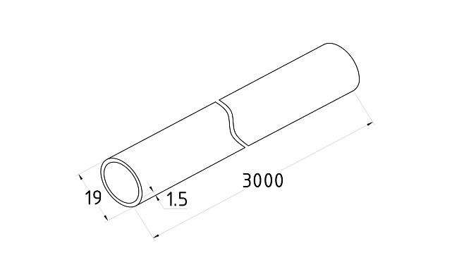  Штанга-труба 19х1.5 мм черная, длина 3000 мм, нерж. AISI 304 t900 Bl 2