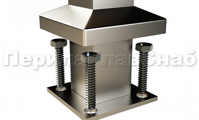 Готовая стойка 40х40х950 мм, деревянная, со вставками из нержавеющей стали 2х100 мм с 2 зажимными стеклодержателями k740-4-L 3